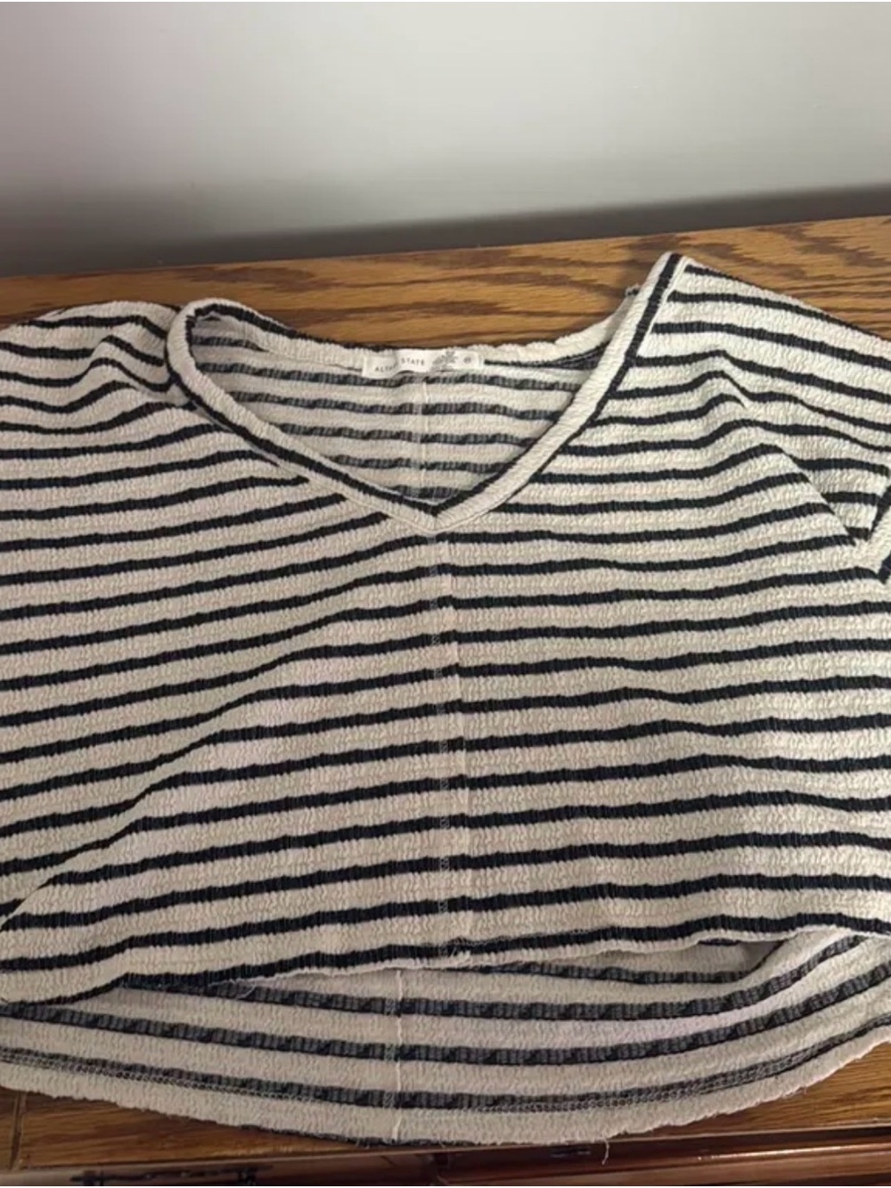 Altar'd State White and Black Striped Top